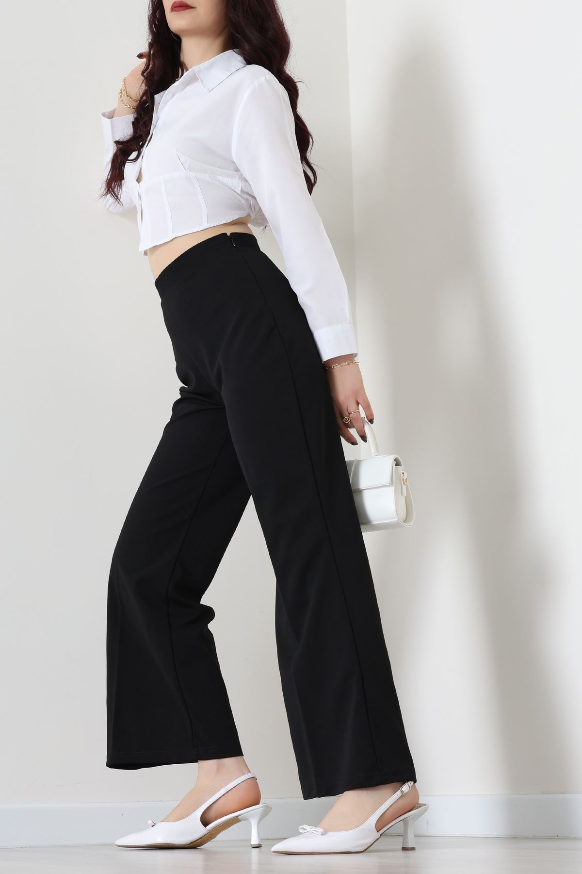 İthal Scuba Krep Likralı Yandan Fermuarlı Pantolon Siyah - 51233.1397.