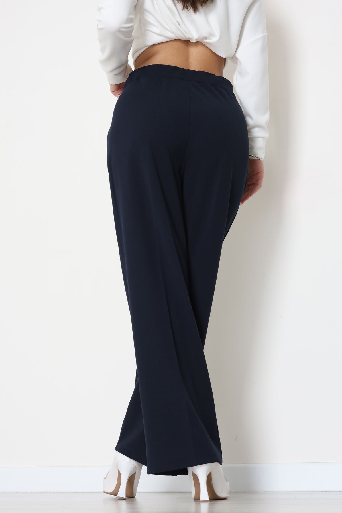 İthal Scuba Krep Lastikli Pantolon Lacivert - 51234.1397.