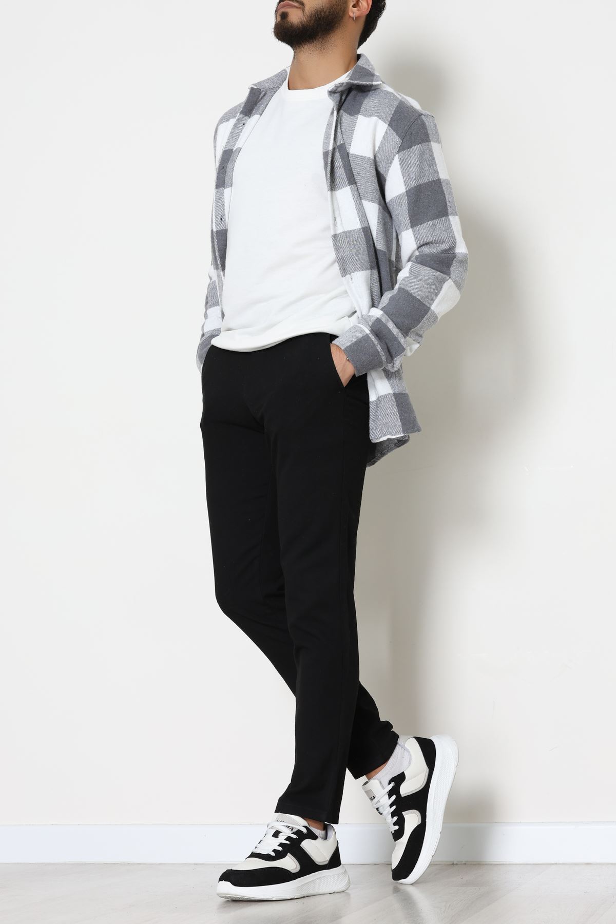 Ekoseli Erkek Oduncu Gömlek Fümebeyaz - 42309.2085.