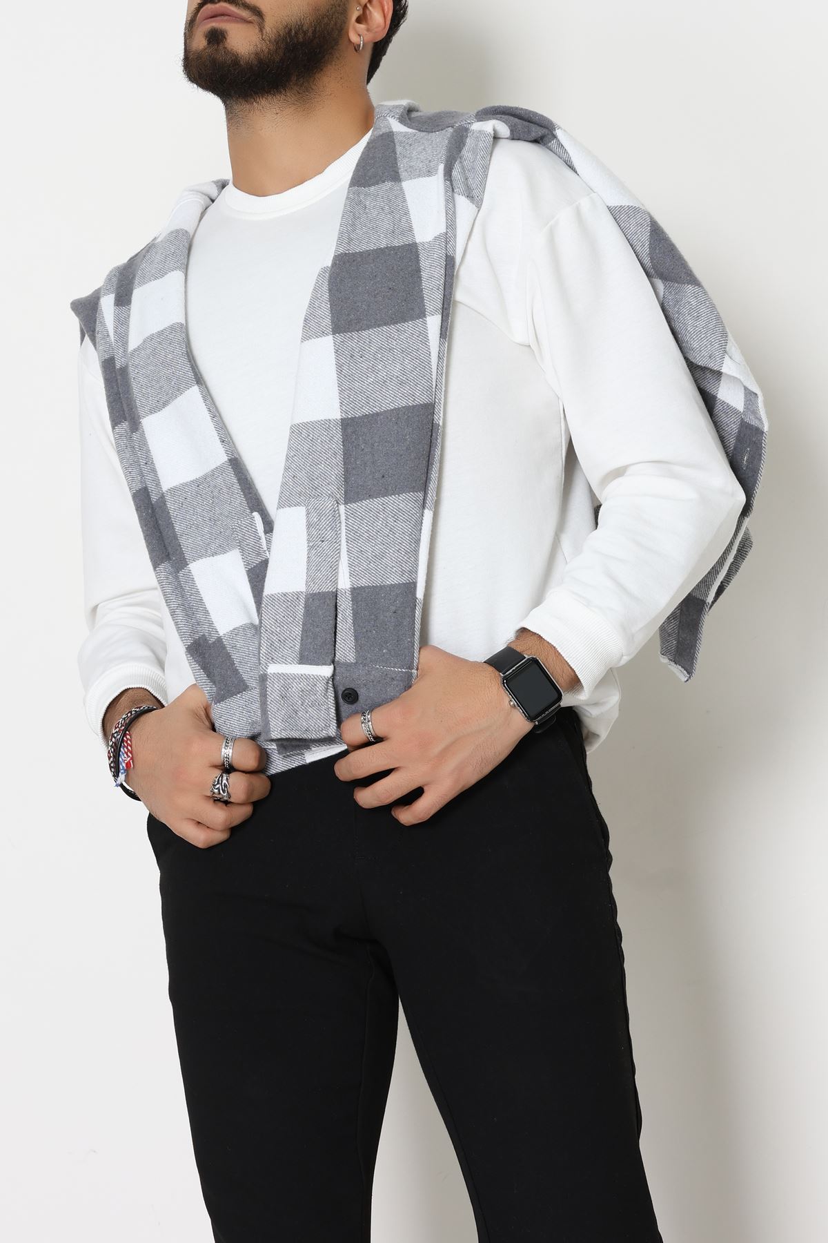 Ekoseli Erkek Oduncu Gömlek Fümebeyaz - 42309.2085.