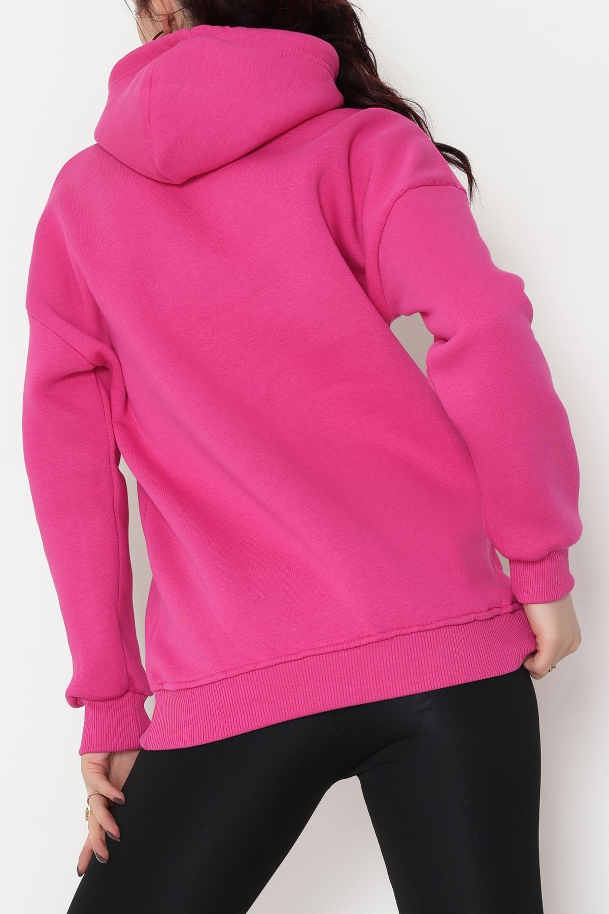 3 İplik Kapşonlu Baskılı Sweat Fuşya - 42232.1878.