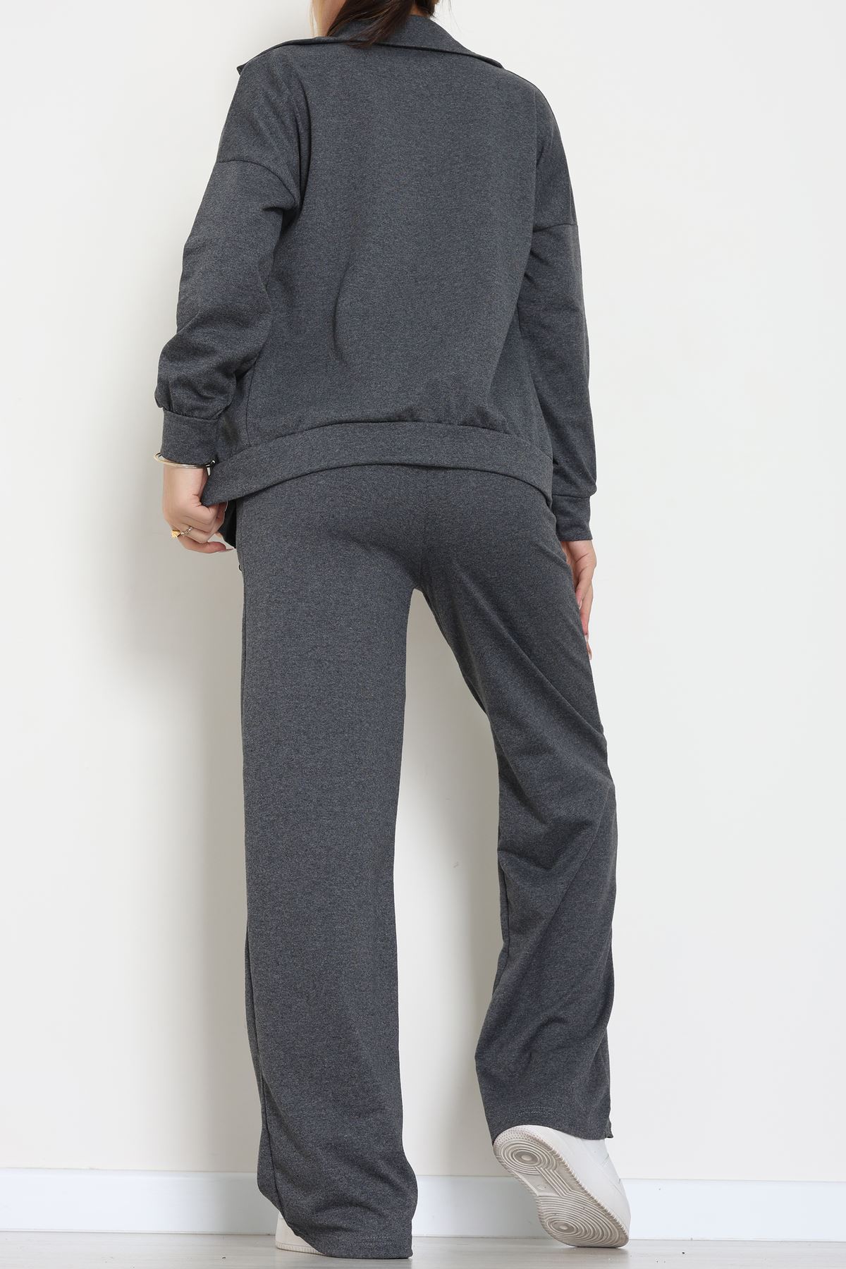 Biyeli Dik Yaka 2 İplik Eşofman Takımı Füme - 40030.1857.