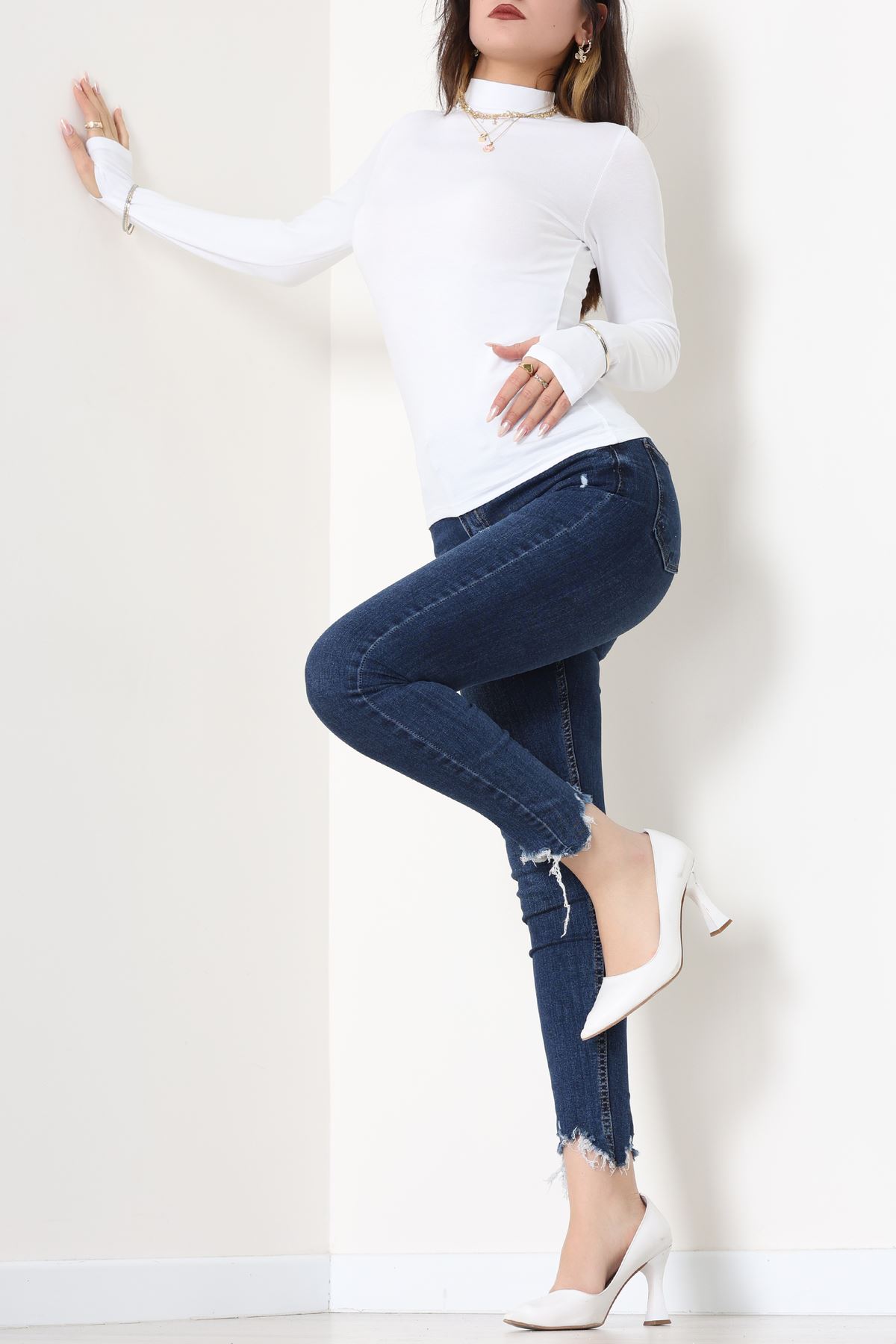 Parmak Geçmeli Bluz Beyaz - 21756.200.