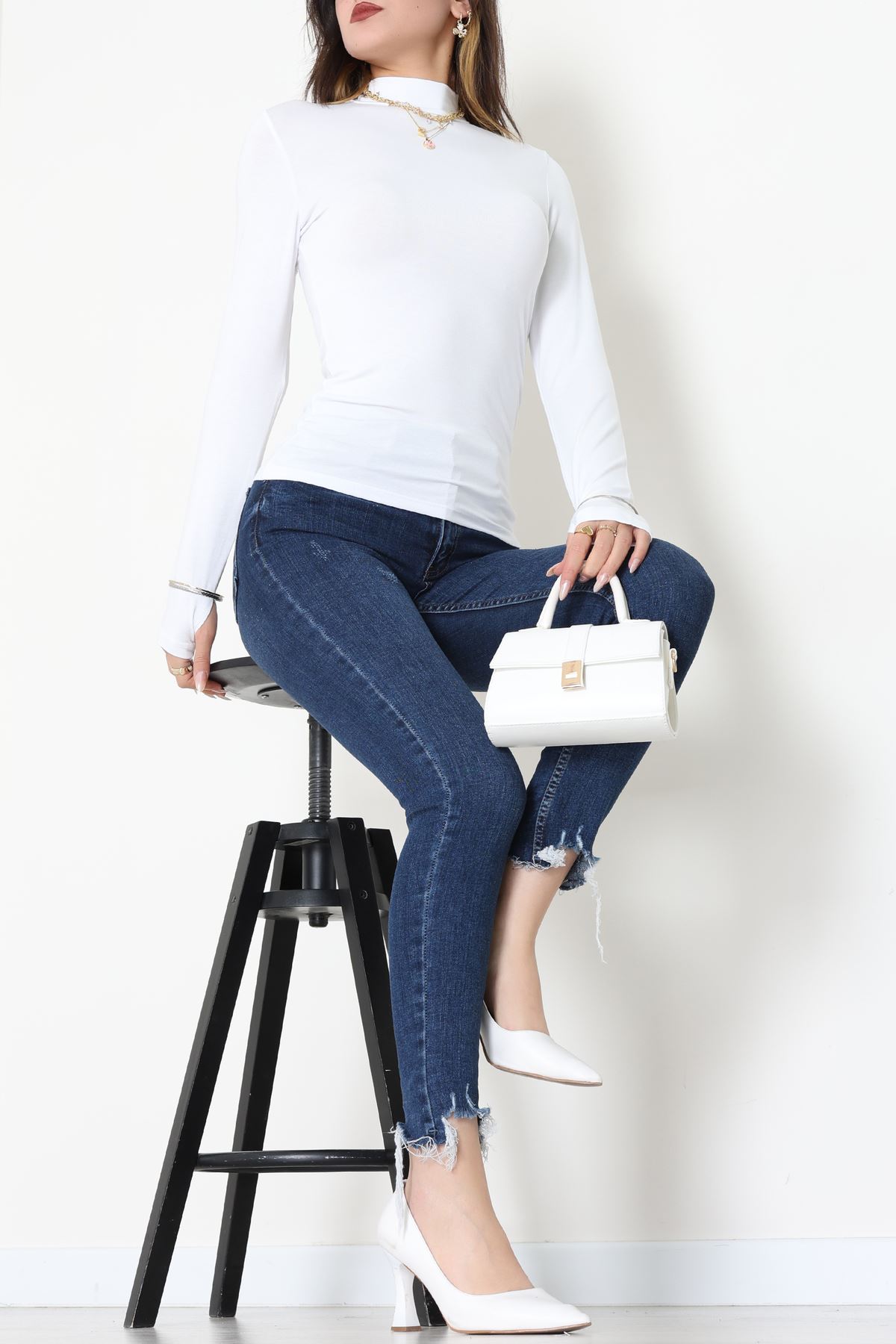 Parmak Geçmeli Bluz Beyaz - 21756.200.