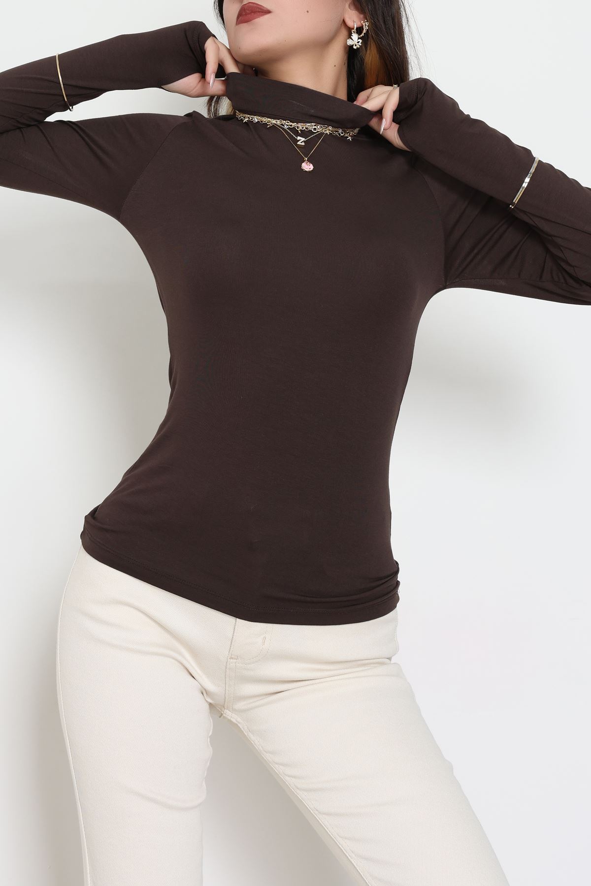 Parmak Geçmeli Bluz Kahve - 21756.200.