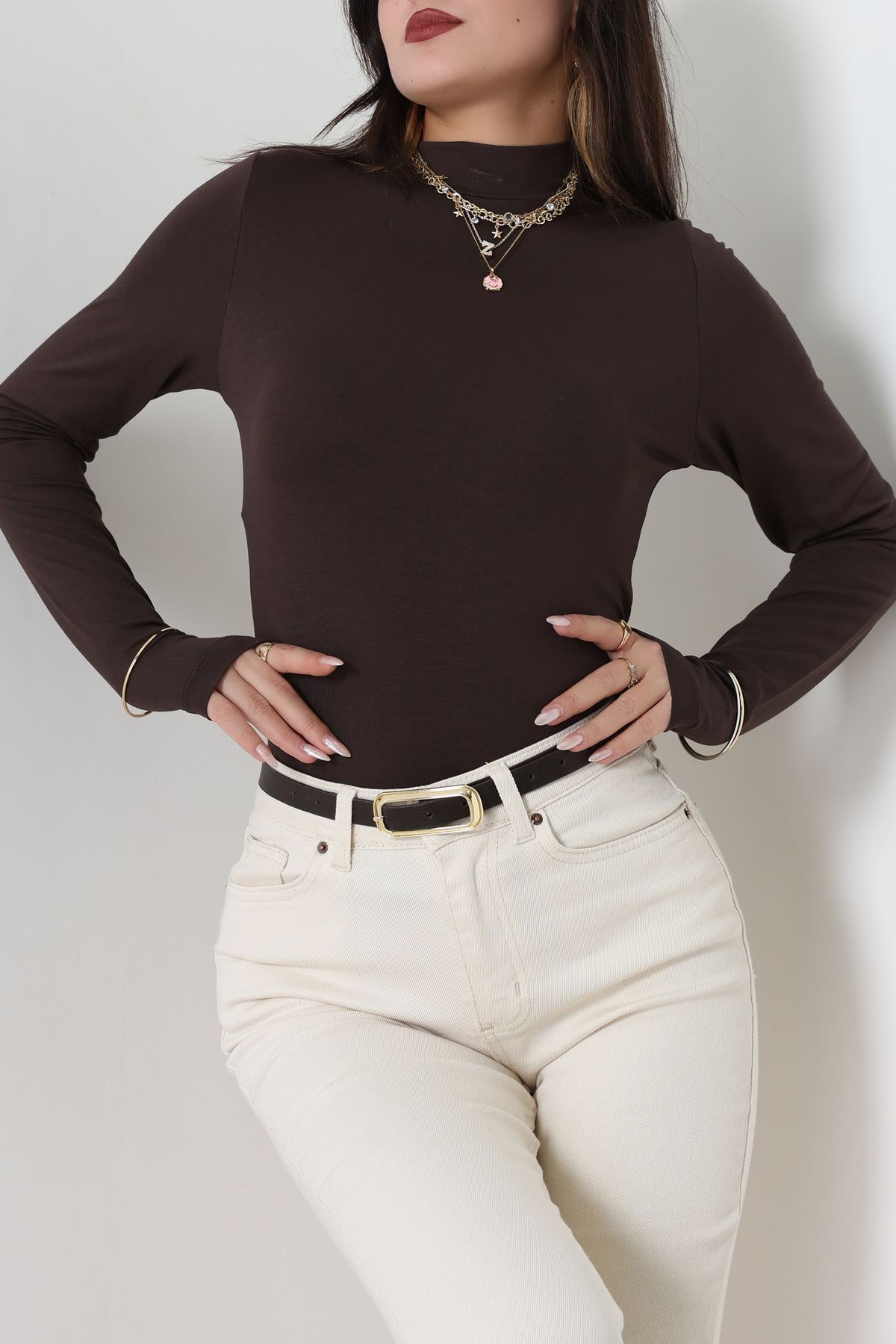 Parmak Geçmeli Bluz Kahve - 21756.200.