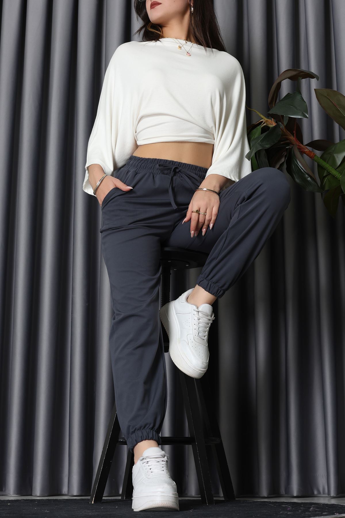Modal Kumaş Jogger Pantolon Antrasit - 31591.444.