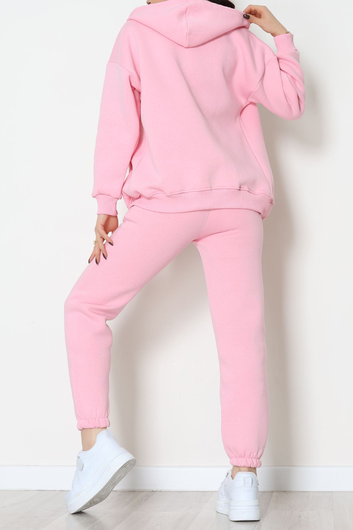 3 İplik Kapşonlu Eşofman Takımı Pembe - 20255.1878.