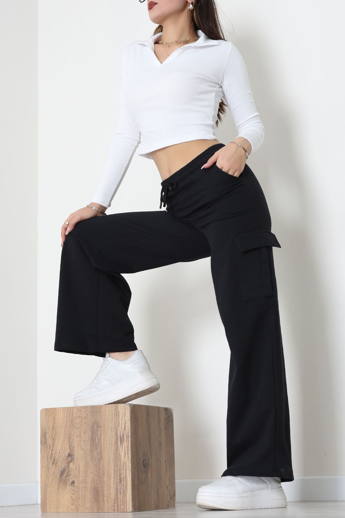 Kargo Cepli Eşofman Altı Siyah - 52131.1857.