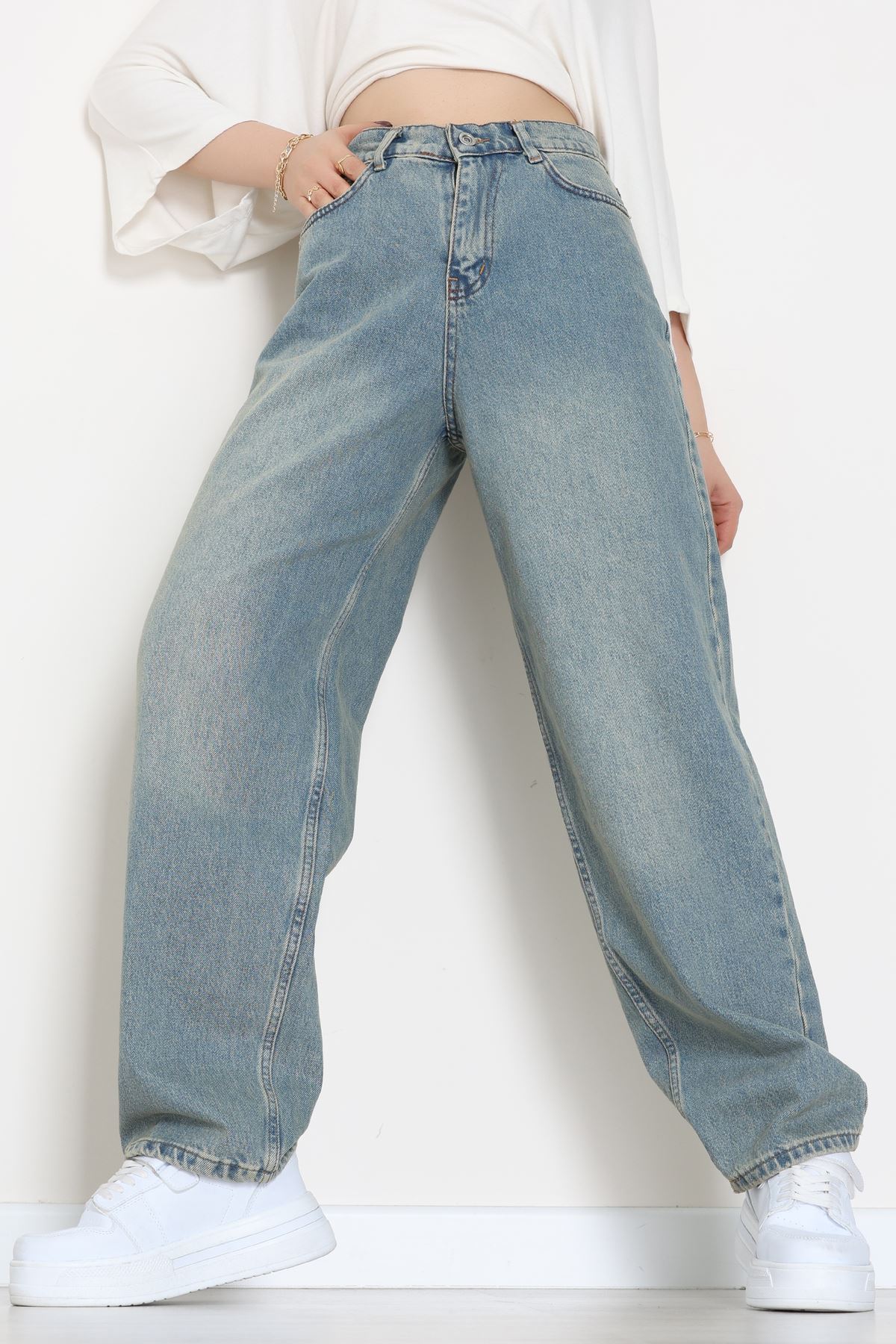 Baggy Kot Pantolon Tintaçıkmavi - 31536.2088.