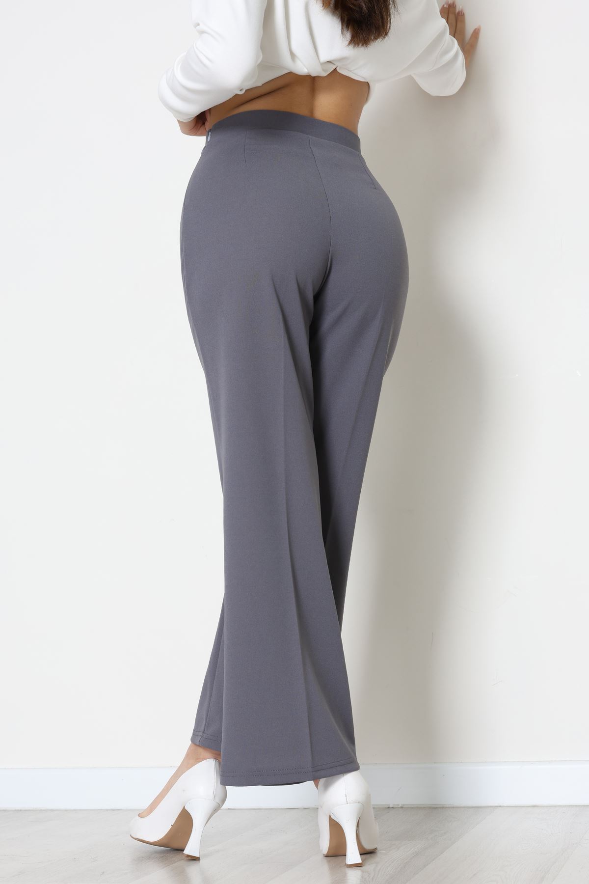 İthal Scuba Krep Likralı Yandan Fermuarlı Pantolon Antrasit - 51233.1397.