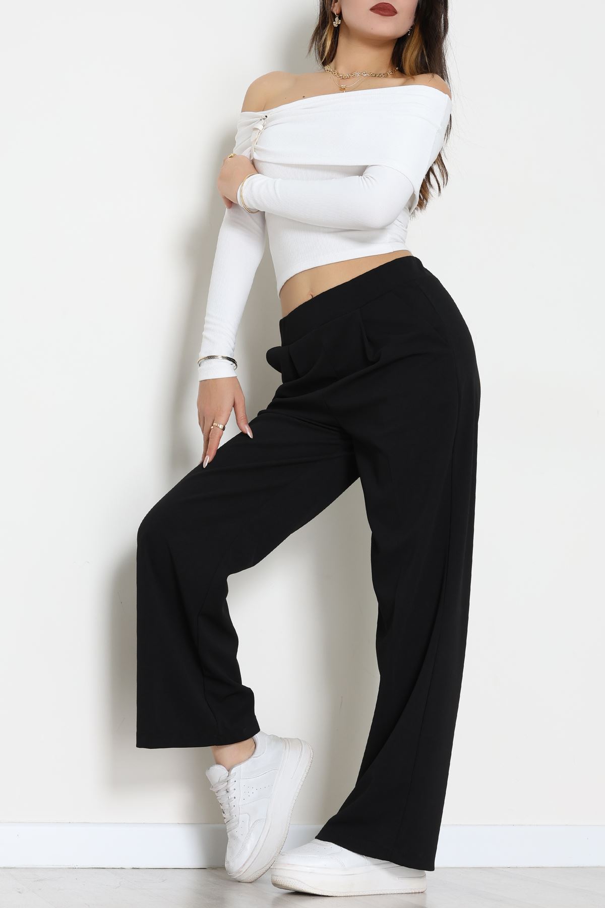 İthal Scuba Krep Lastikli Pantolon Siyah - 51234.1397.