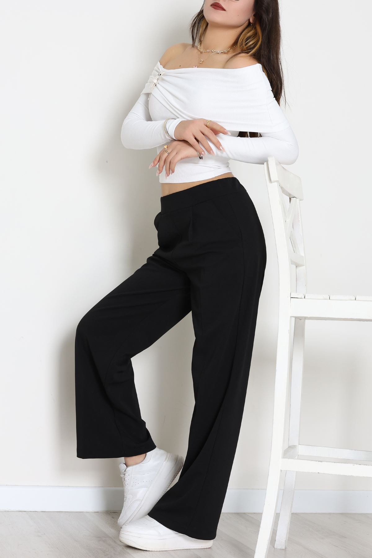 İthal Scuba Krep Lastikli Pantolon Siyah - 51234.1397.