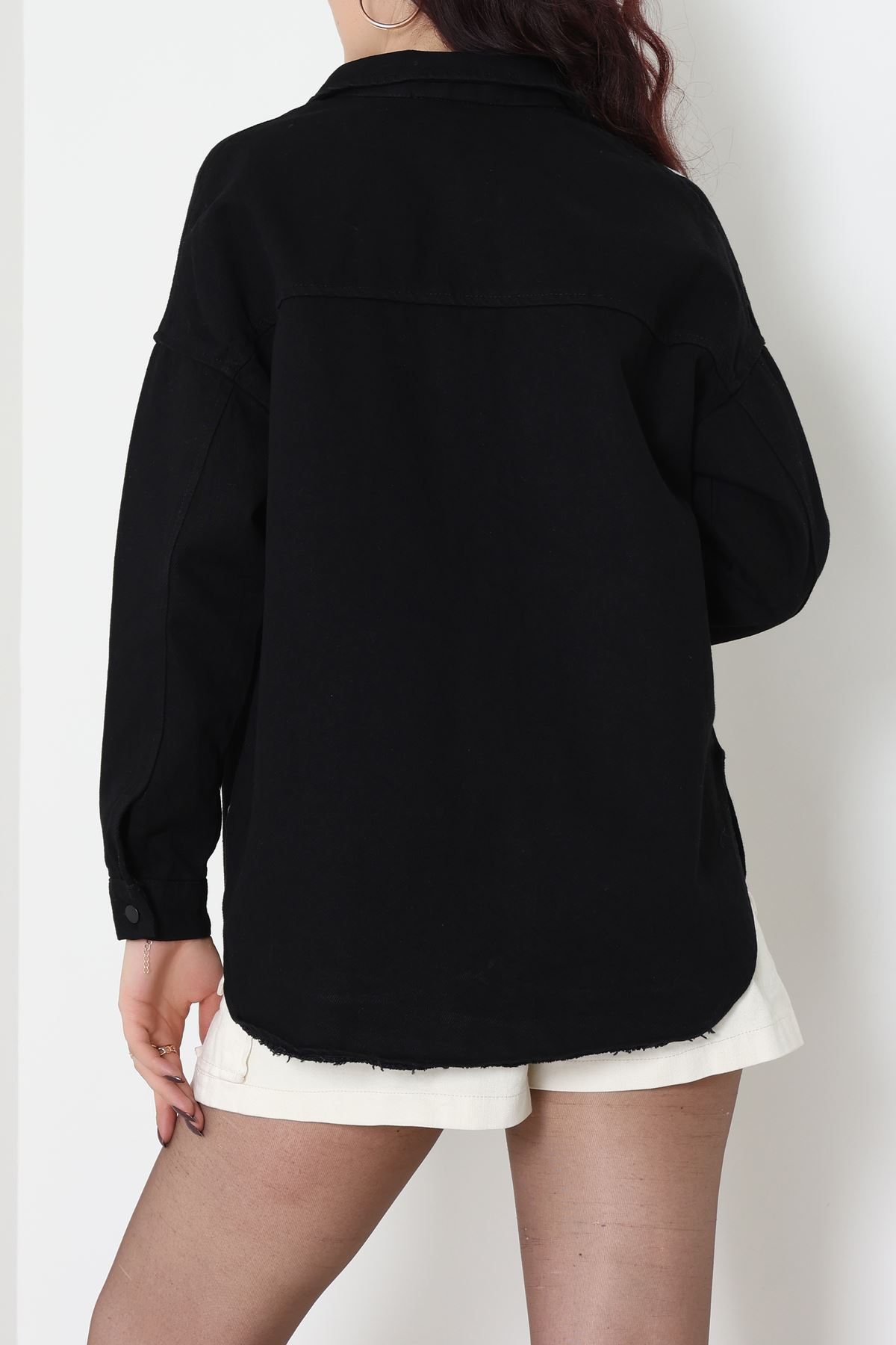 Kalp Nakışlı Kot Ceket Siyah - 31784.683.