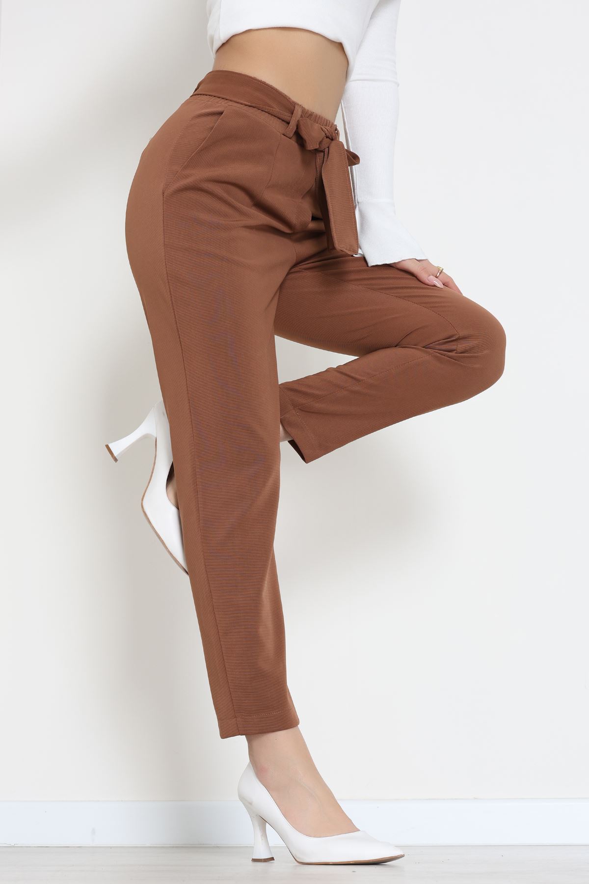 Ottoman Kuşaklı Pantolon Açıkkahve - 1824.2126.