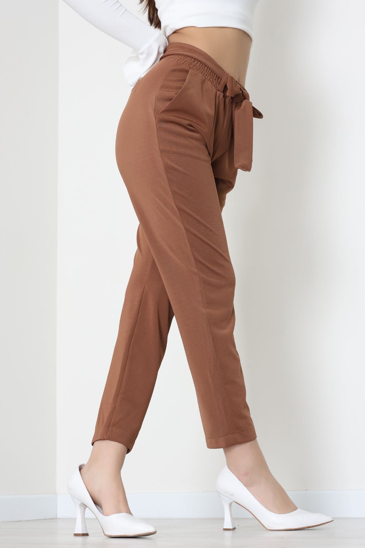 Ottoman Kuşaklı Pantolon Açıkkahve - 1824.2126.