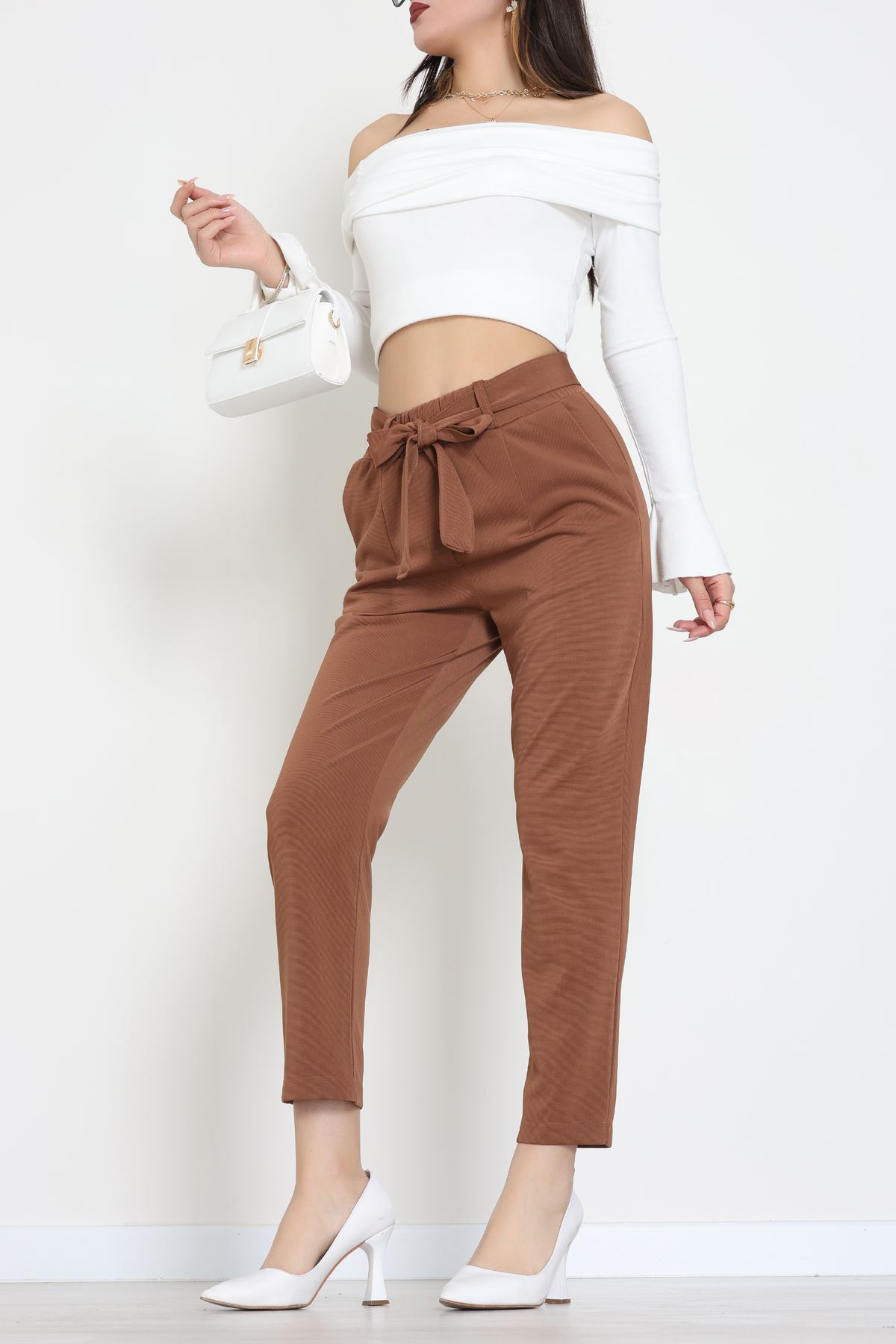 Ottoman Kuşaklı Pantolon Açıkkahve - 1824.2126.