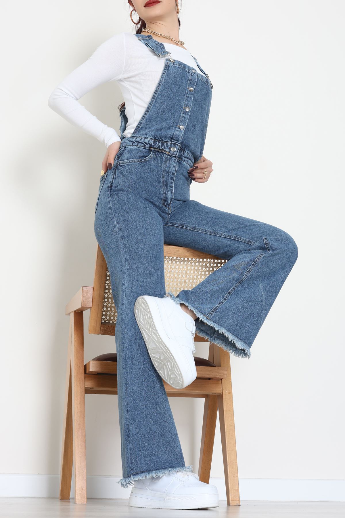 Kot Salopet Önden Düğmeli Tulum Açıkmavi - 31789.683.