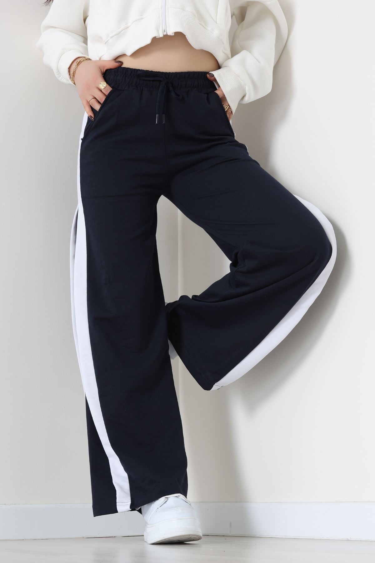 2 İplik Şeritli Eşofman Altı Lacivert - 52050.1857.