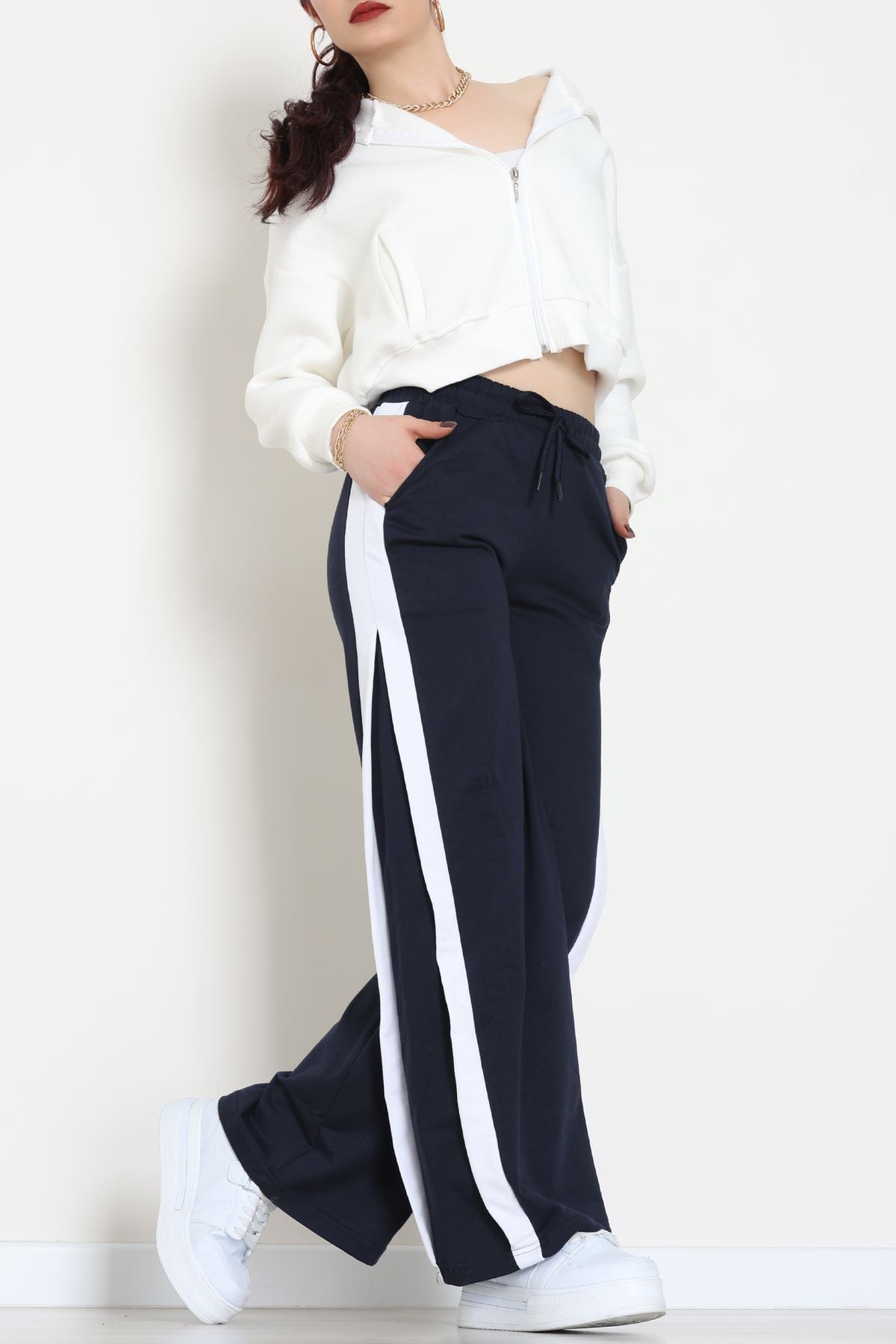 2 İplik Şeritli Eşofman Altı Lacivert - 52050.1857.