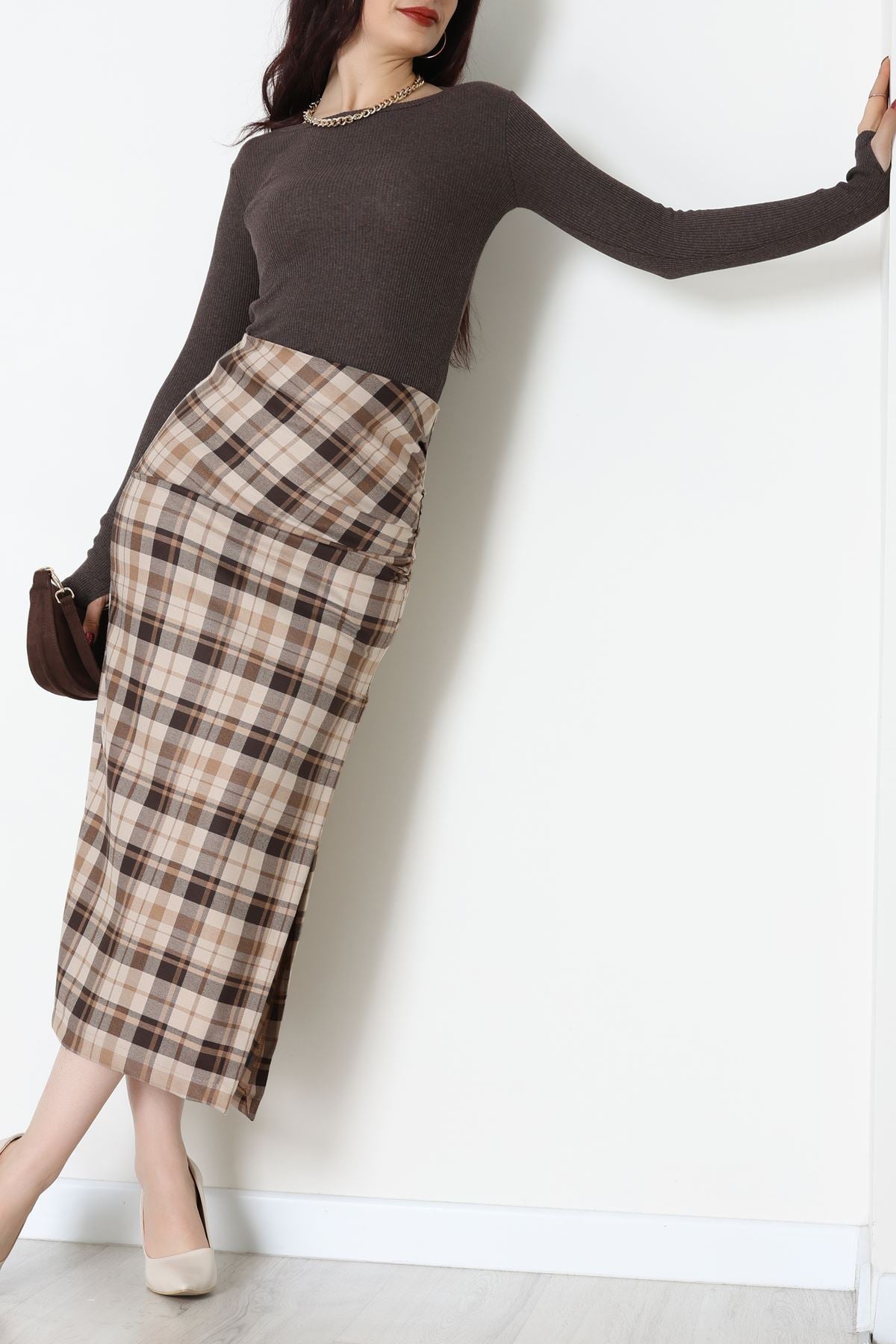 Kaşkorse Parmak Geçmeli Body Acıkahve - 55031.1567.