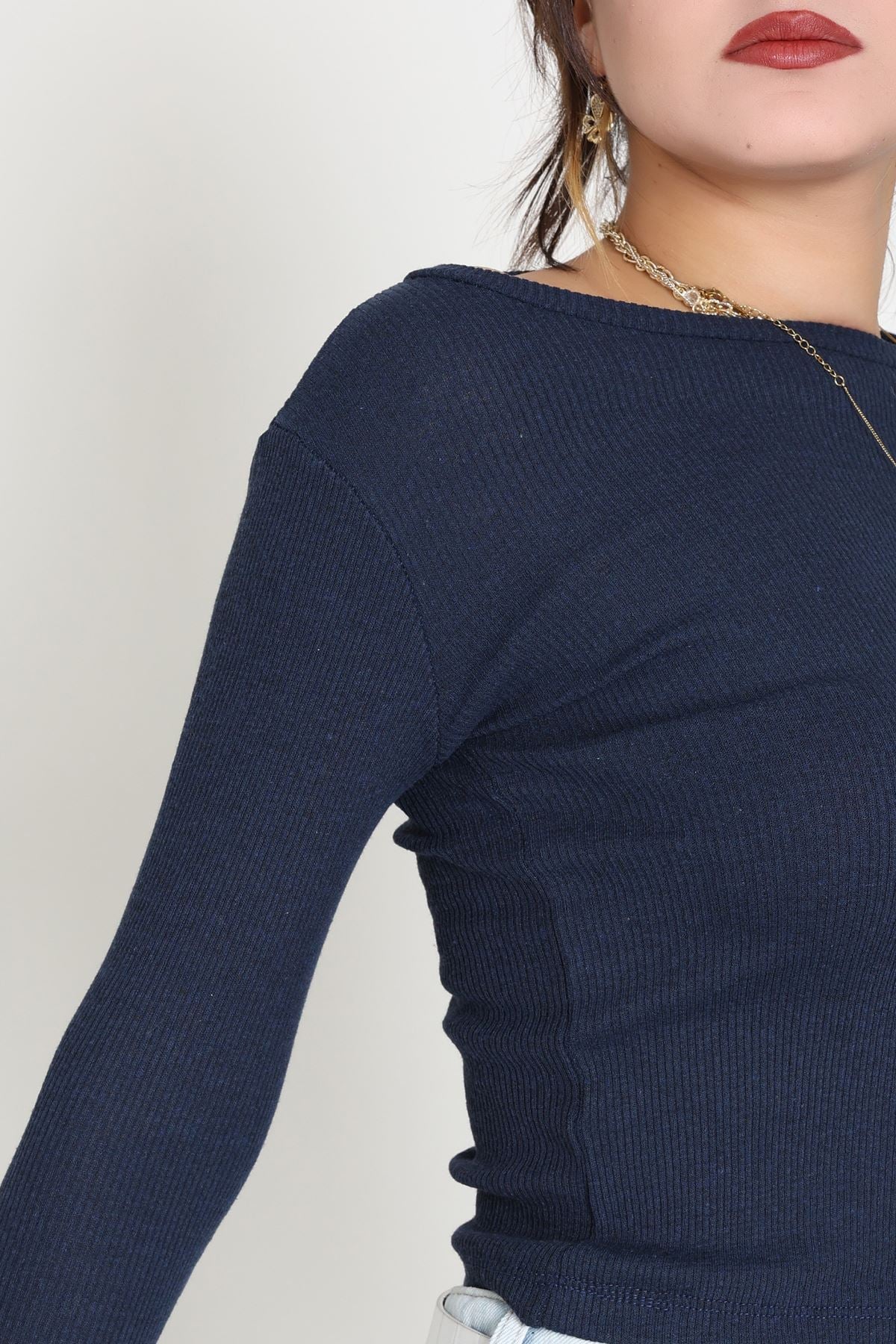 Kaşkorse Parmak Geçmeli Body Lacivert - 55031.1567.