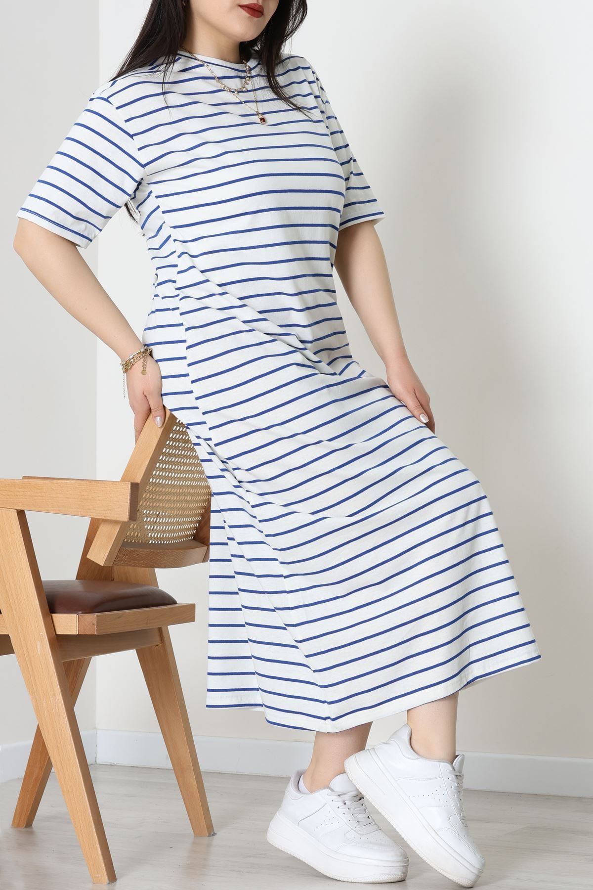 Bisiklet Yaka Büyük Beden Süprem Elbise Beyazlaci - 70880.1567.