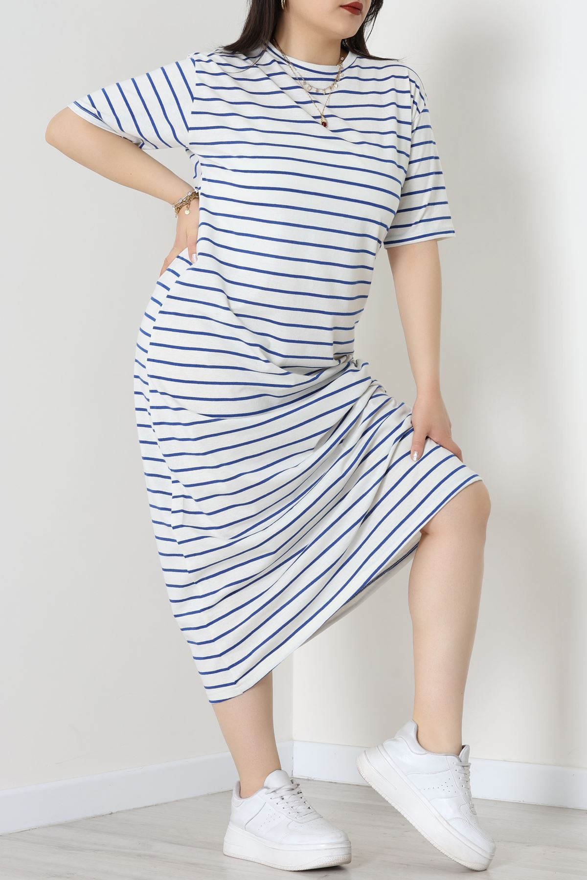 Bisiklet Yaka Büyük Beden Süprem Elbise Beyazlaci - 70880.1567.