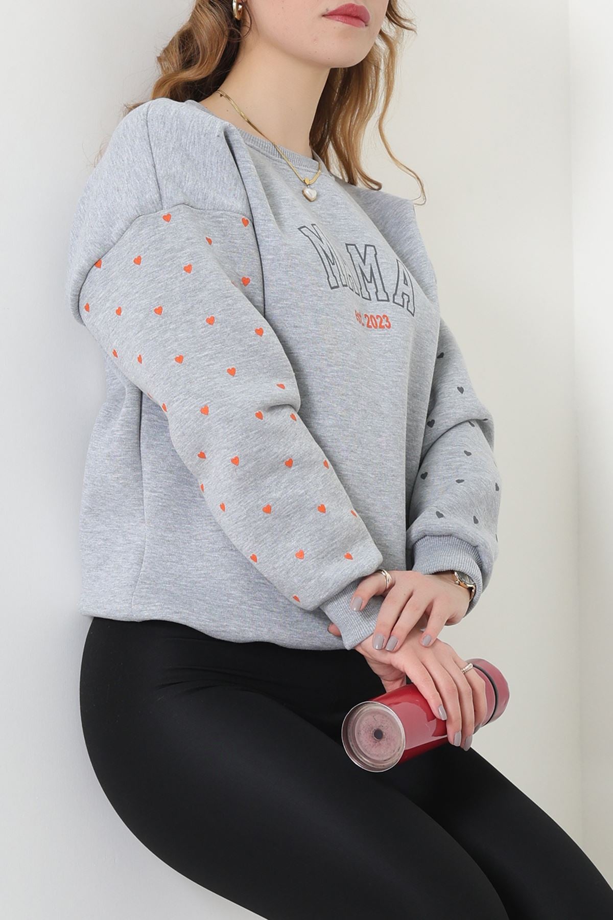 3 İplik Bisiklet Yaka Sweat Gri - 42238.1878.