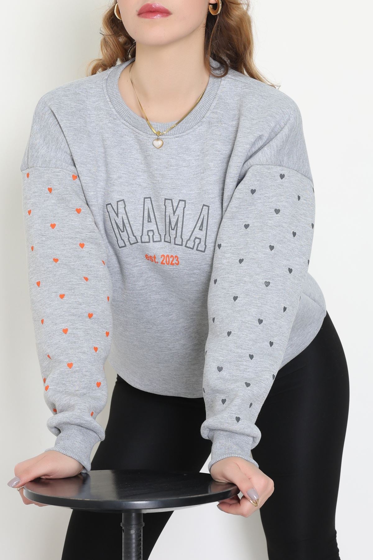 3 İplik Bisiklet Yaka Sweat Gri - 42238.1878.