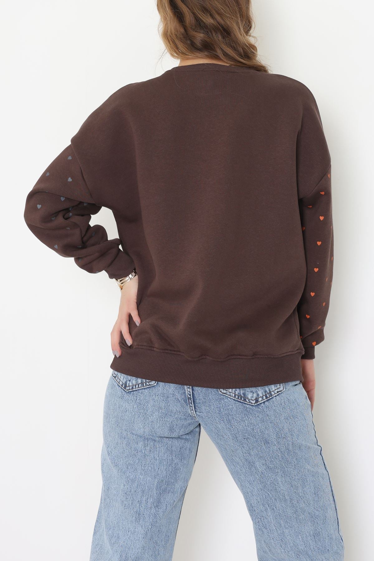 3 İplik Bisiklet Yaka Sweat Kahve - 42238.1878.