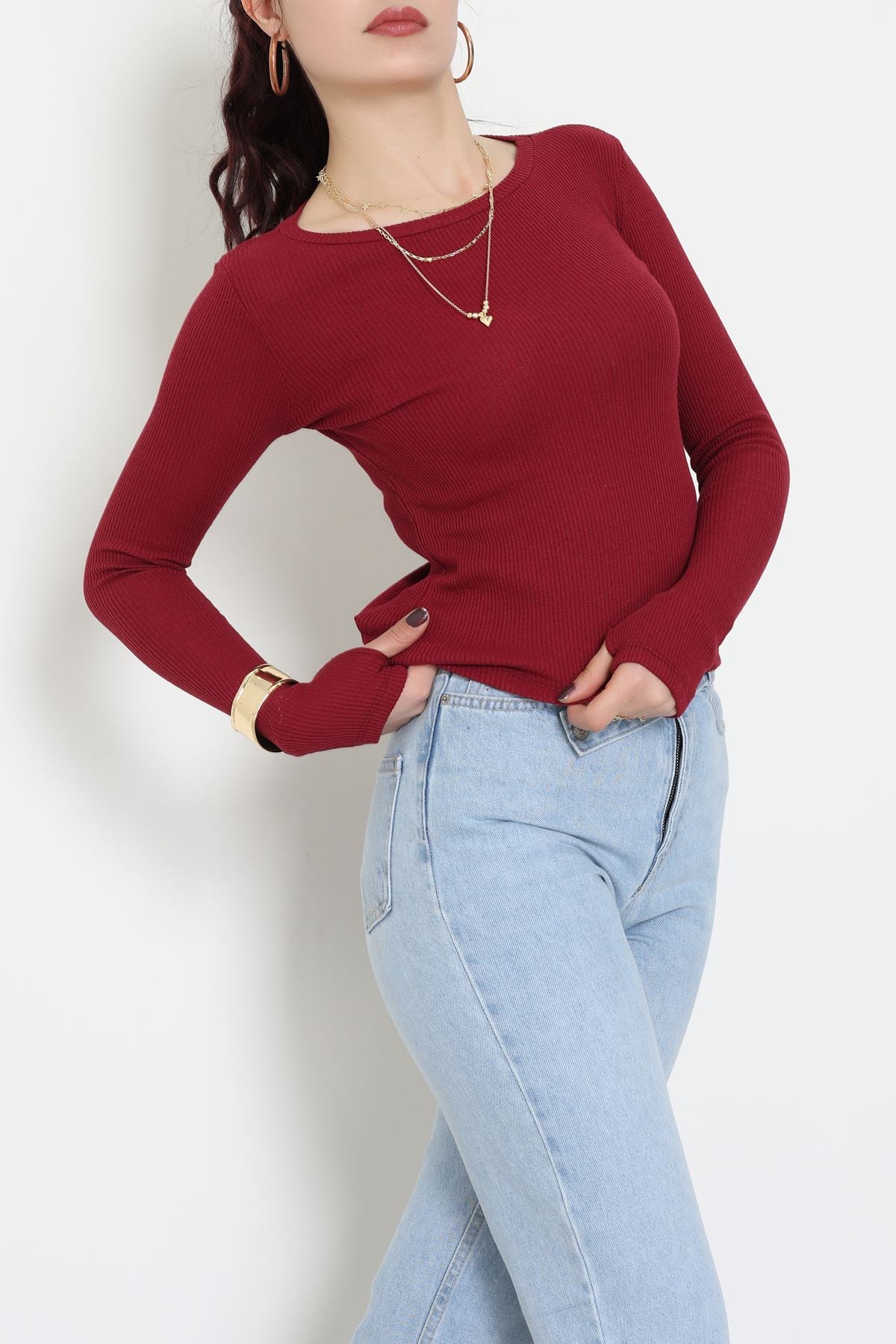 Kaşkorse Parmak Geçmeli Body Bordo - 55031.1567.