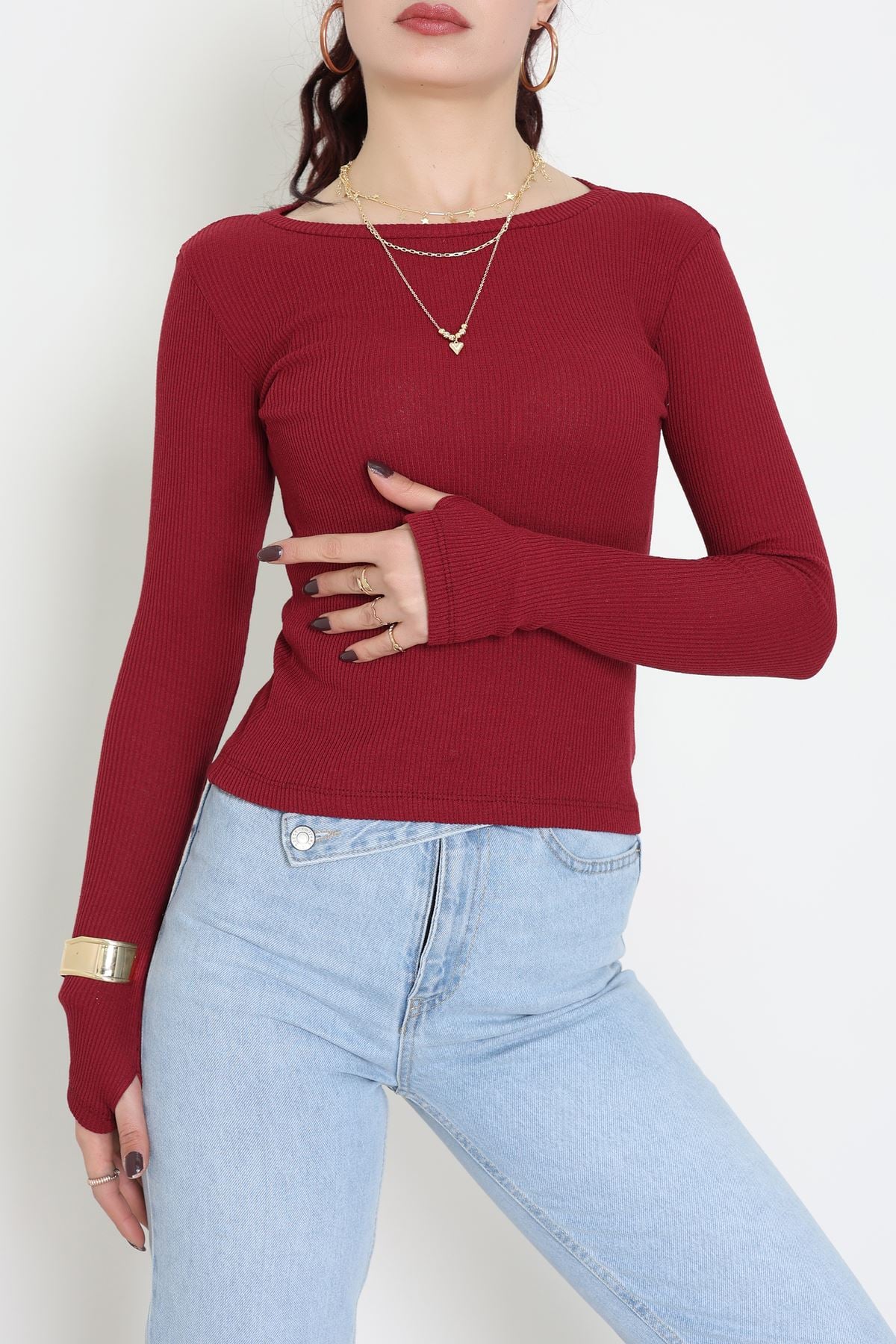 Kaşkorse Parmak Geçmeli Body Bordo - 55031.1567.