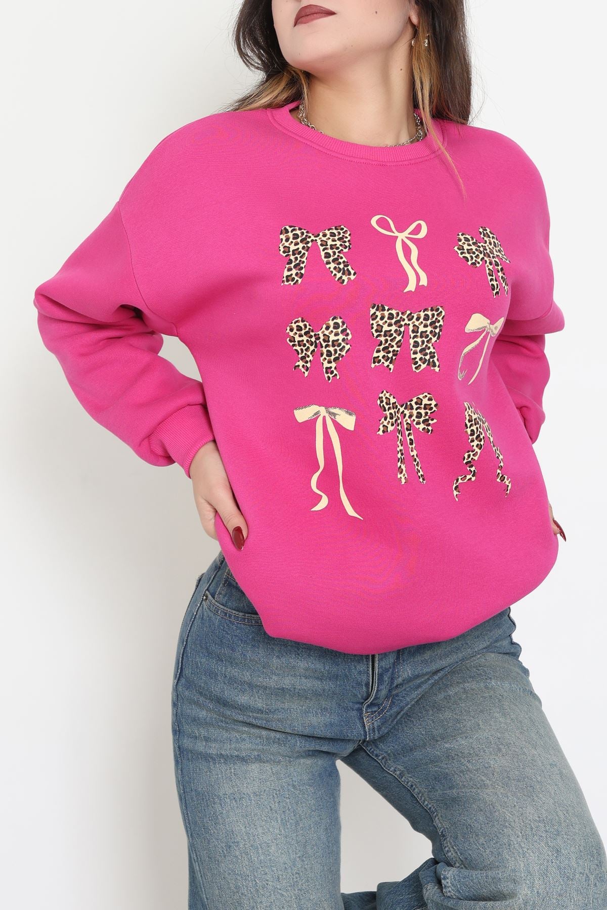 3 İplik Baskılı Sweat Fuşya - 42244.1878.