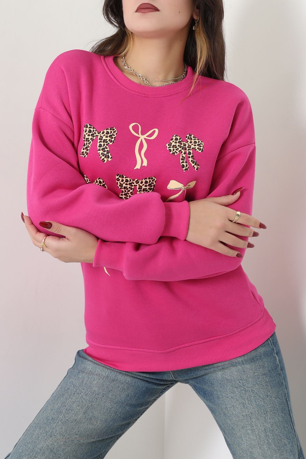 3 İplik Baskılı Sweat Fuşya - 42244.1878.