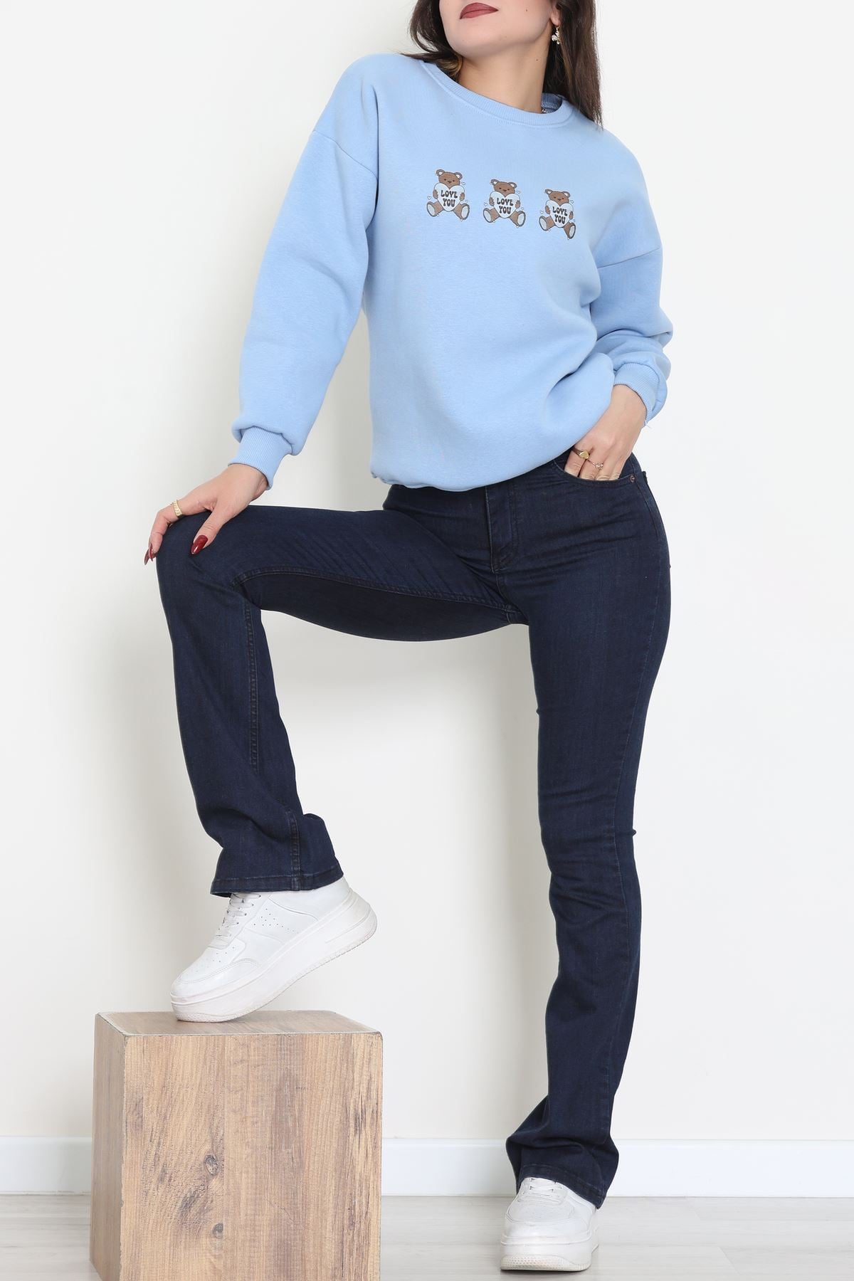 3 İplik Bisiklet Yaka Sweat Bebemavi - 42240.1878.