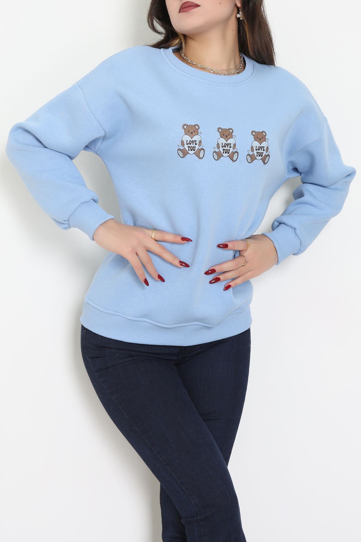 3 İplik Bisiklet Yaka Sweat Bebemavi - 42240.1878.