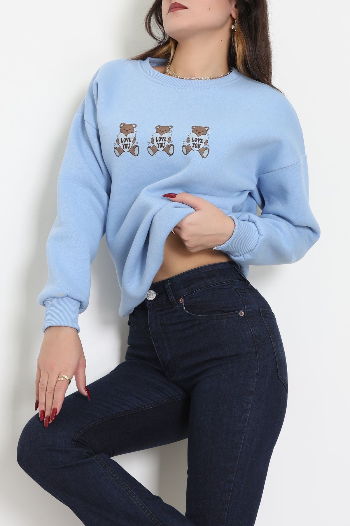 3 İplik Bisiklet Yaka Sweat Bebemavi - 42240.1878.