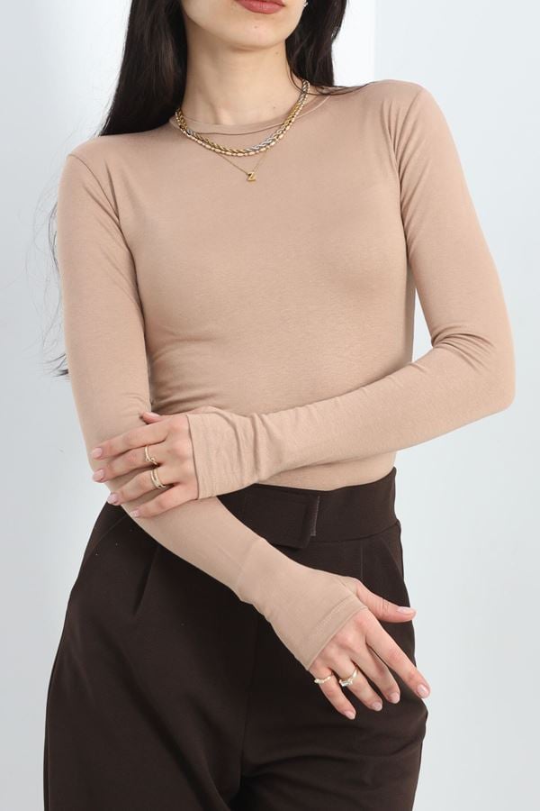 Bisiklet Yaka Parmak Geçmeli Viskon Body Bisküvi - 40075.599.