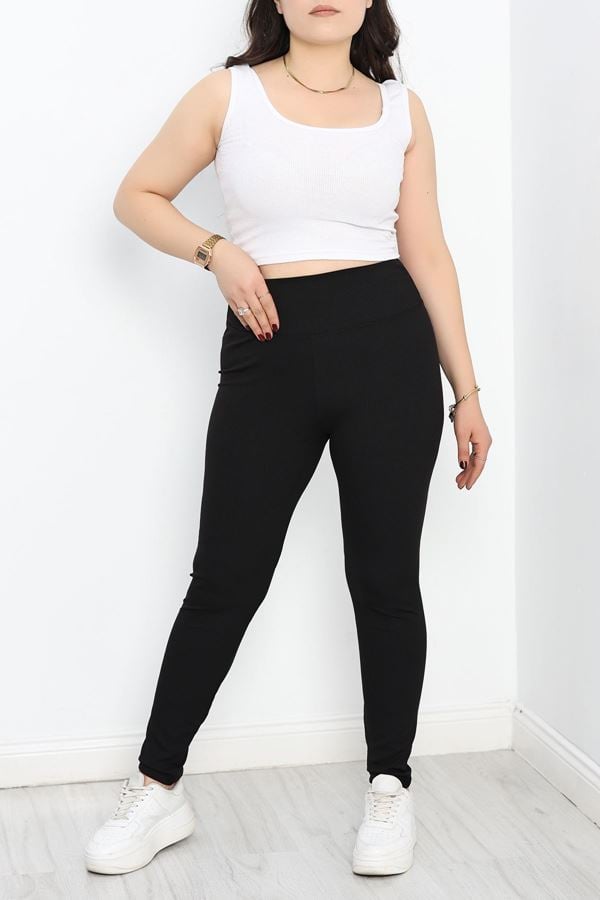 Büyük Beden Fitilli Tayt Siyah - 20212.1098.