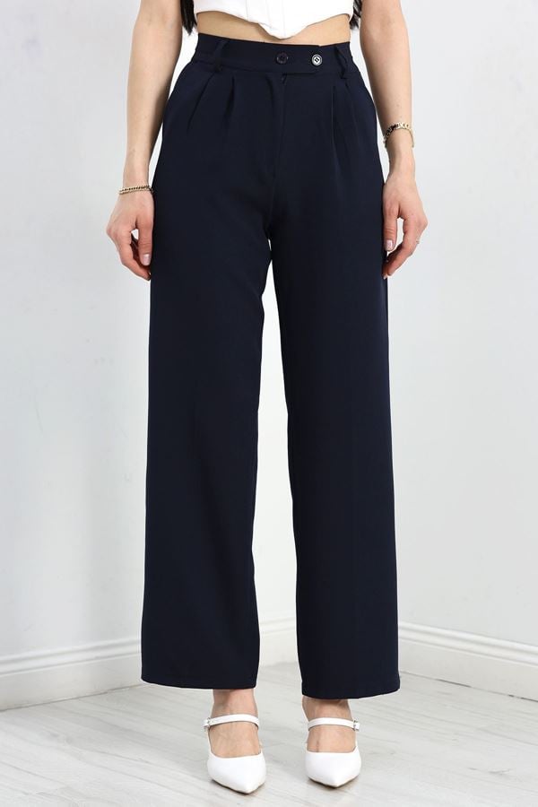Bel Lastikli Palazzo Pantolon Lacivert1 - 30388.1397.