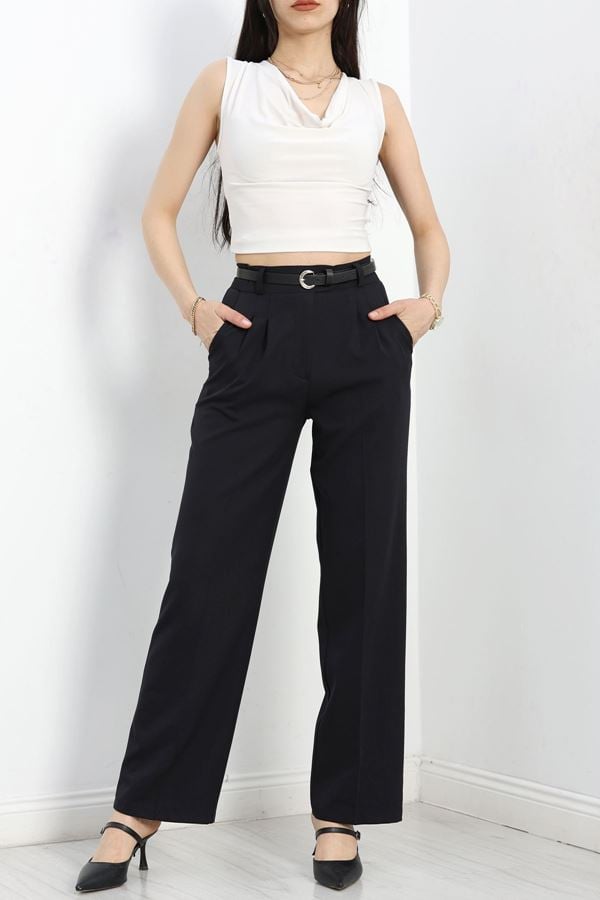 Bel Lastikli Palazzo Pantolon Siyah1 - 30388.1397.