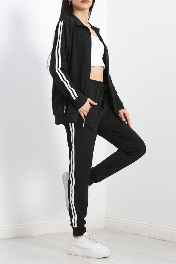 Çift Şerit Dalgıç Eşofman Takımı Siyah - 40469.053.