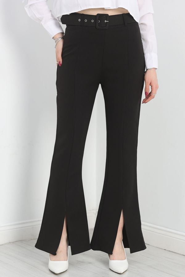 Kemerli İspanyol Paça Pantolon Siyah - 30373.1397.
