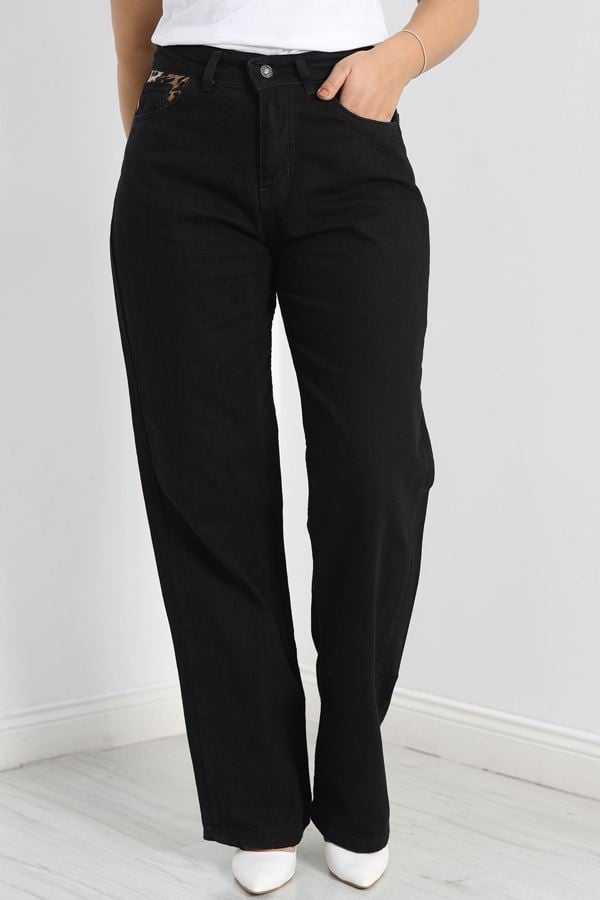 Büyük Beden Palazzo Kot Pantolon  Siyah - 20435.1778.