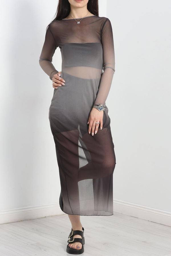 Tül Plaj Elbisesi Antrasit - 41440.1966.