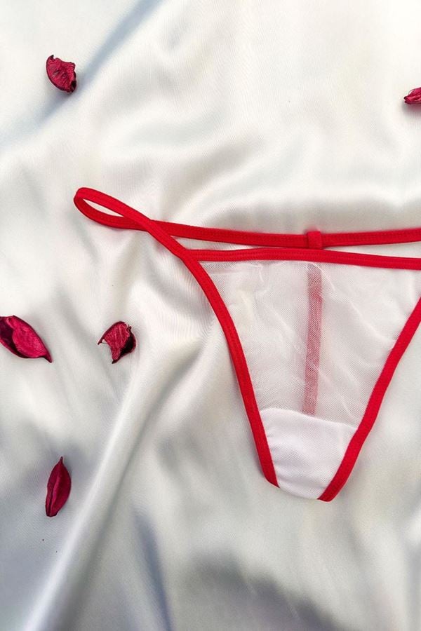 Şeritli Tanga Beyazkırmızı - 1194.1364.