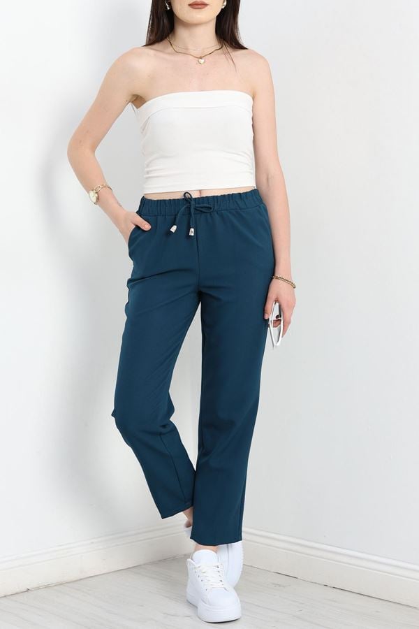 Dabıl Bağcıklı Pantolon Petrol - 20138.1884.