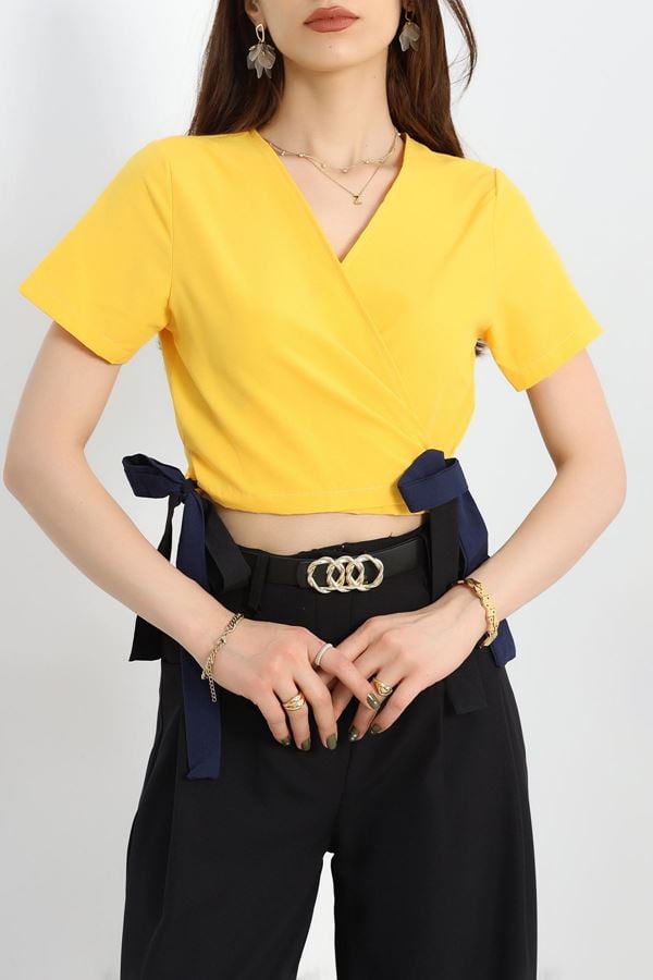 Bağlamalı Asimetrik Bluz Sarı - 30873.1949.