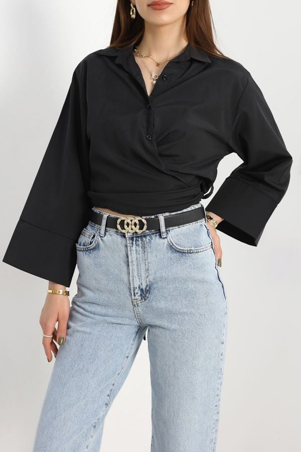 Bağlamalı Gömlek Siyah - 30925.1949.